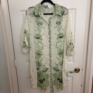 Haute Hippie Green Floral Sheer Dress